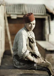Algerian worker after the retreat of the Germans, Noyon, Oise, France, 1917